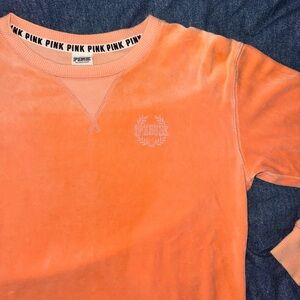 PINK Victoria's Secret Coral-Peach  Velour Crewneck Pullover